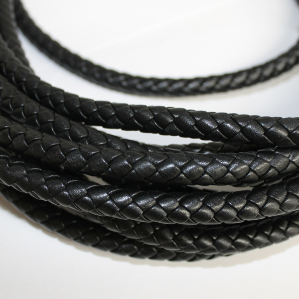 10.0mm Braided Black Cow Leather