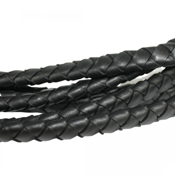 12.0mm Oval Flat Braided Black Lamb