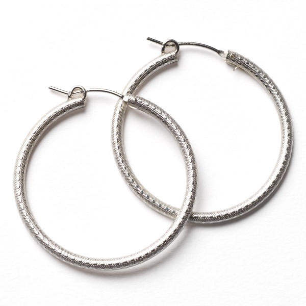 CARGO® 30MM Round Sterling Silver Textured Earrings JF301T SS