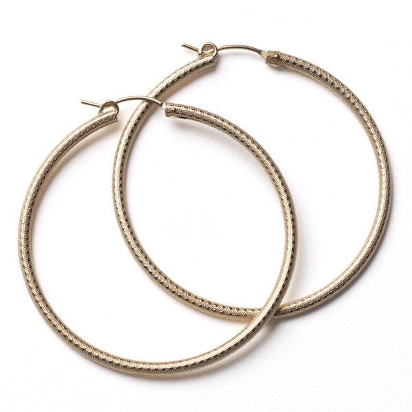 CARGO® 50MM Round Gold Filled Textured Earrings JF302T GF