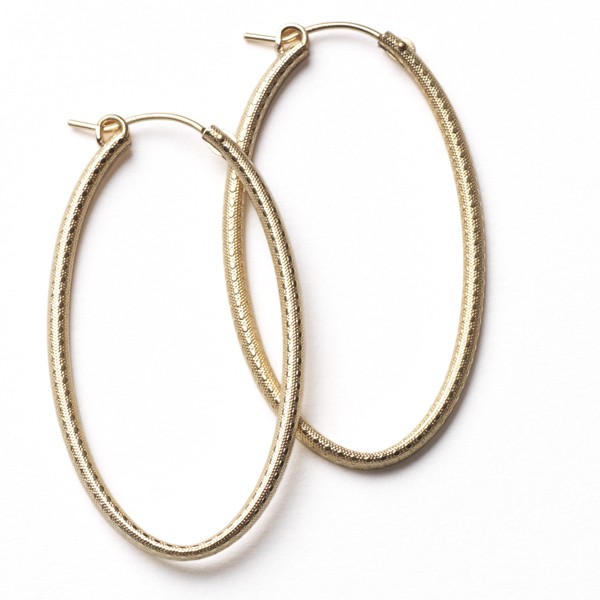 CARGO® 50MM Oval Gold Filled Textured Earrings JF306T GF