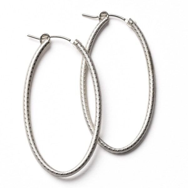 CARGO® 50MM Oval Sterling Silver Textured Earrings JF306T SS