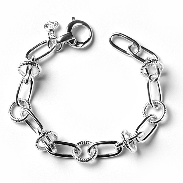 CARGO® Ribbed Link Bracelet, Hammered Ovals, Textured Circles, 7.5in KAR535