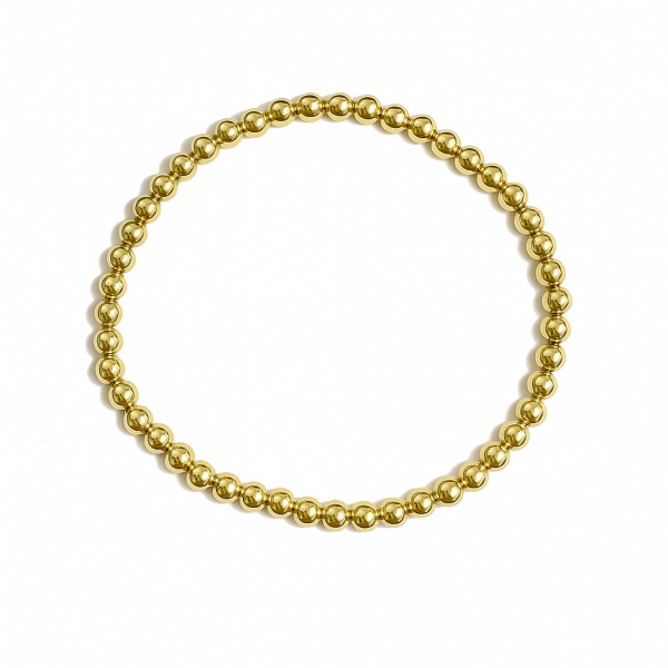B339 GP 3mm Gold Plated Round Bead Elastic Bracelet
