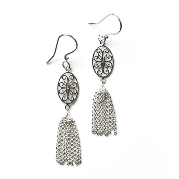 Southern Gates® Oval Scroll Tassel Earrings