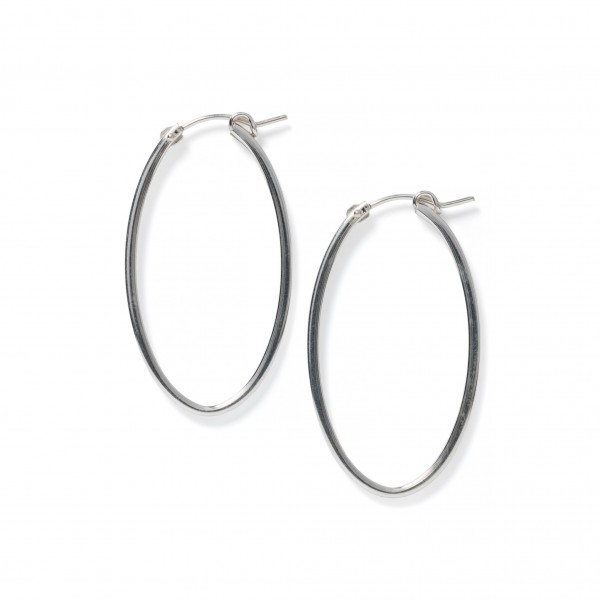 42MM Oval SS Hoop Earrings with Square Tubing