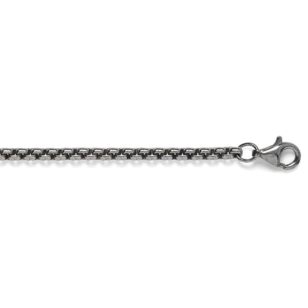 MSC111OX 2.2mm Oxidized Sterling Silver Rounded Box Chain