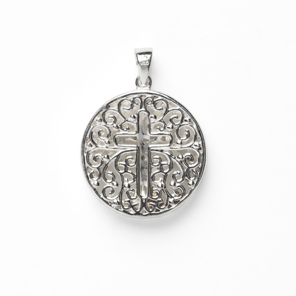 Southern Gates Double Sided Round Tree and Cross Pendant (P978)
