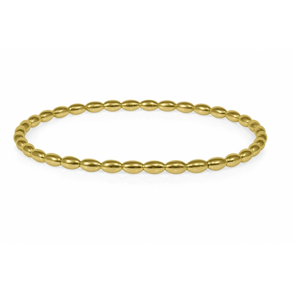B338 GP 4mm Gold Plated Rice Bead Elastic Bracelet
