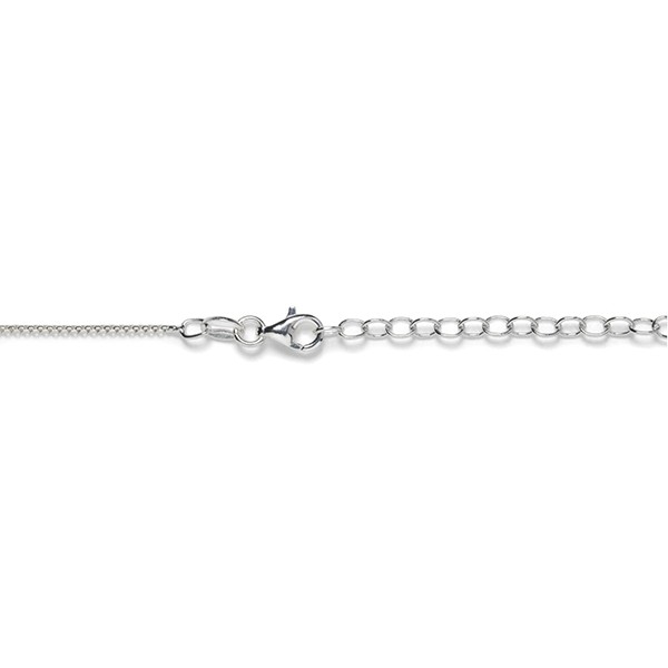 ALL63/16+2 1.0mm Rhodium Plated Sterling Silver Rounded Box Chain with Extender