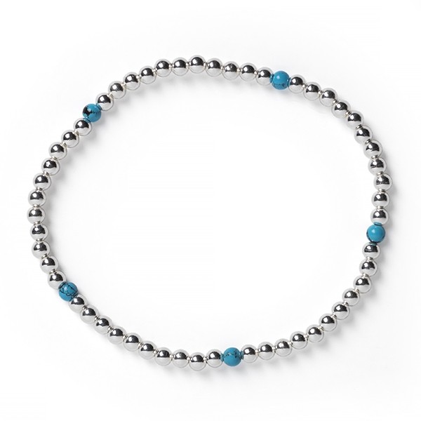 B351 3mm Round Bead Elastic Bracelet with Turquoise Magnesite Beads