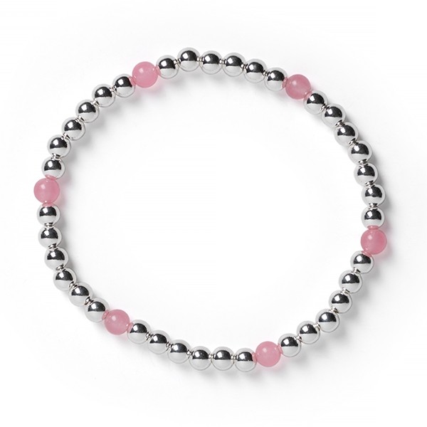 B352 4mm Round Bead Elastic Bracelet with Pink Quartz Beads