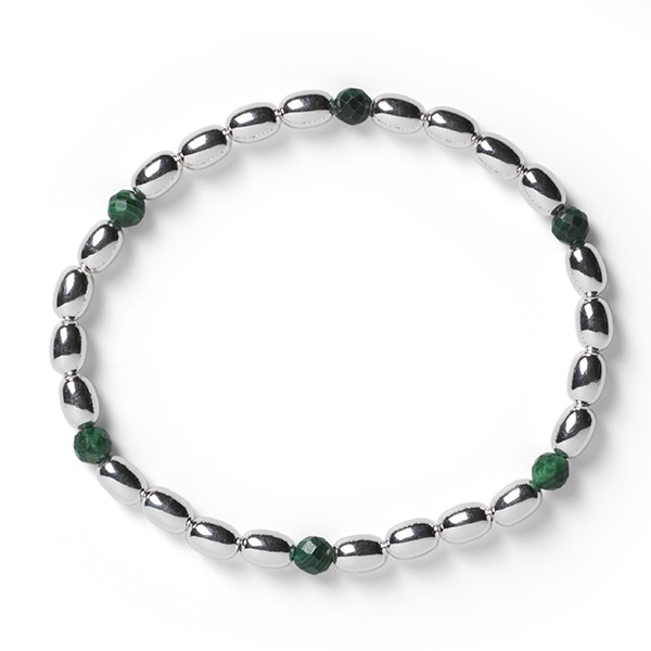 B353 4mm Rice Bead Elastic Bracelet with Malachite Beads