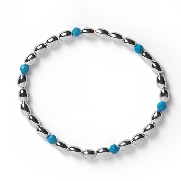 B353 4mm Rice Bead Elastic Bracelet with Turquoise Magnesite Beads