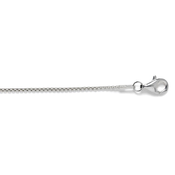 MSC21 1.3mm Rhodium Plated Sterling Silver Round Box Chain