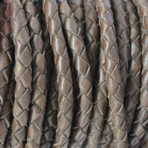 6.0mm Unfolded Braided Brown Lamb Leather