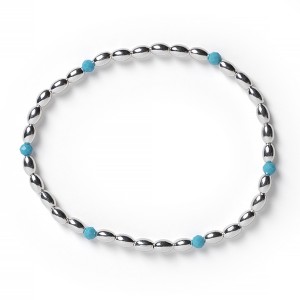 B350 3mm Rice Bead Elastic Bracelet with Turquoise Magnesite Beads