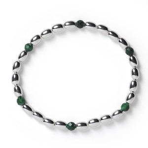 B353 4mm Rice Bead Elastic Bracelet with Malachite Beads